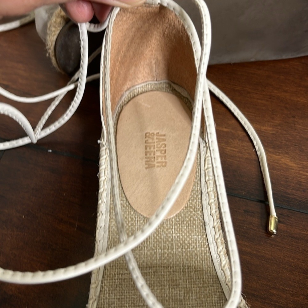 Jasper & Jeera Rosecut Leather Espadrilles Women's 8 White Boho - Picture 11 of 12